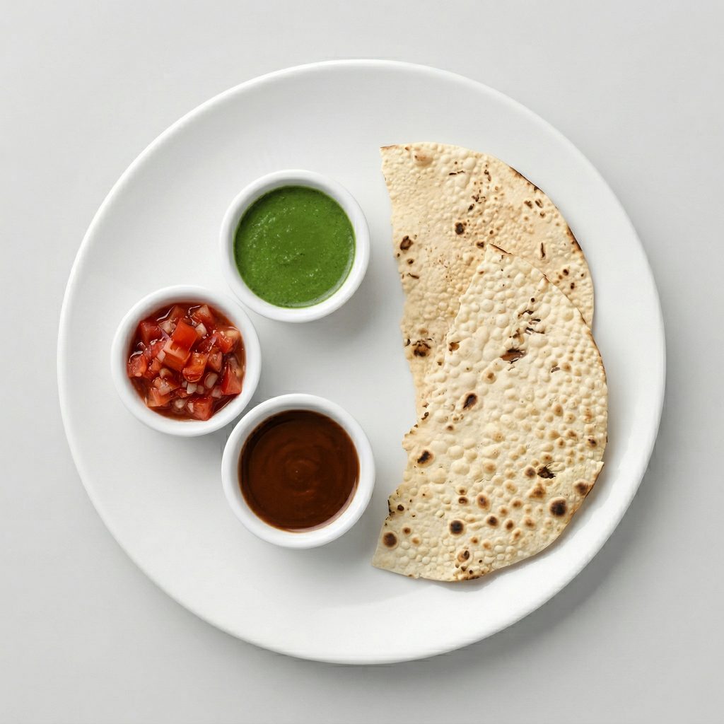 Chutney Tri with Roasted Papad.